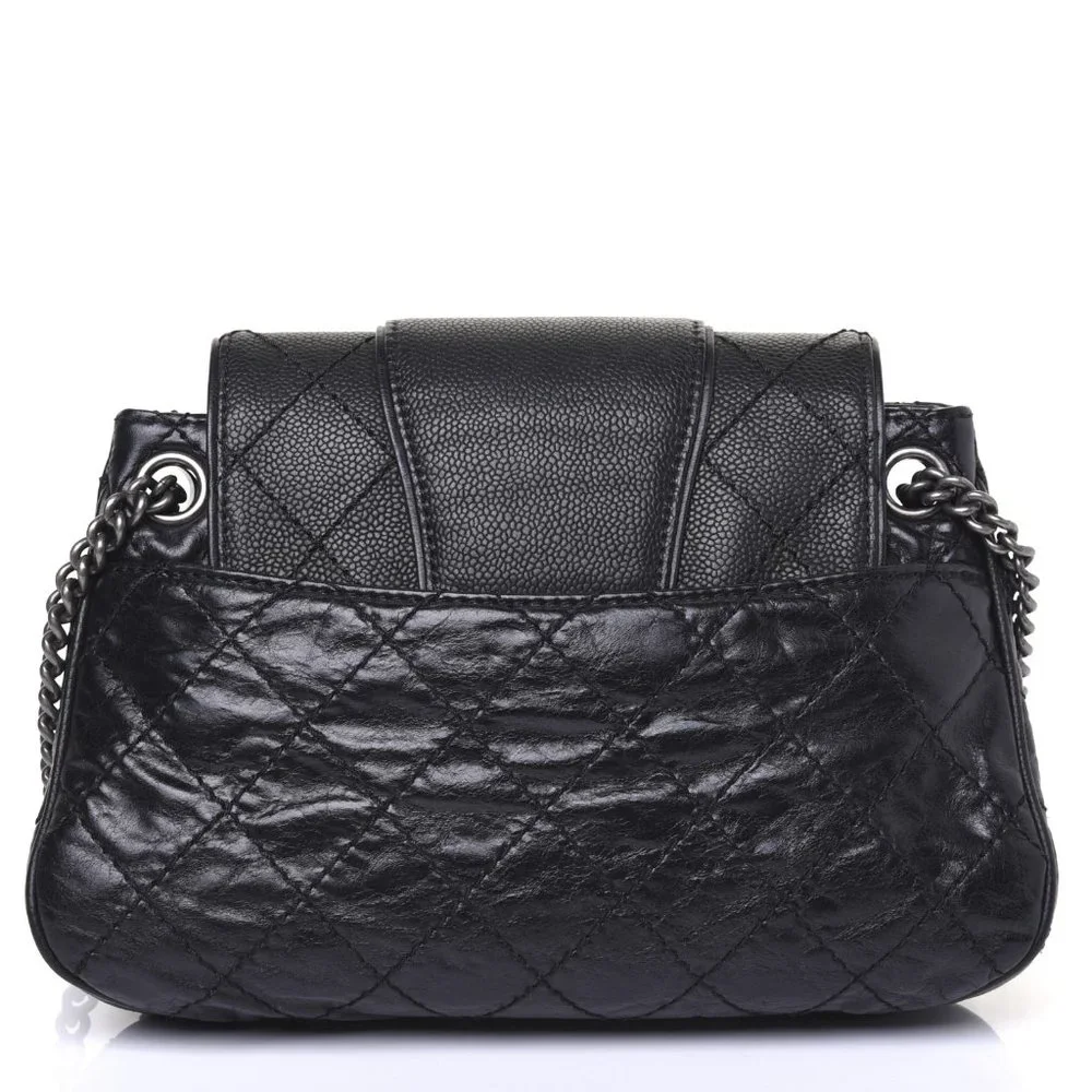 CHANEL Caviar And Aged Calfskin Medium Bubble Graphic Messenger Bag Black